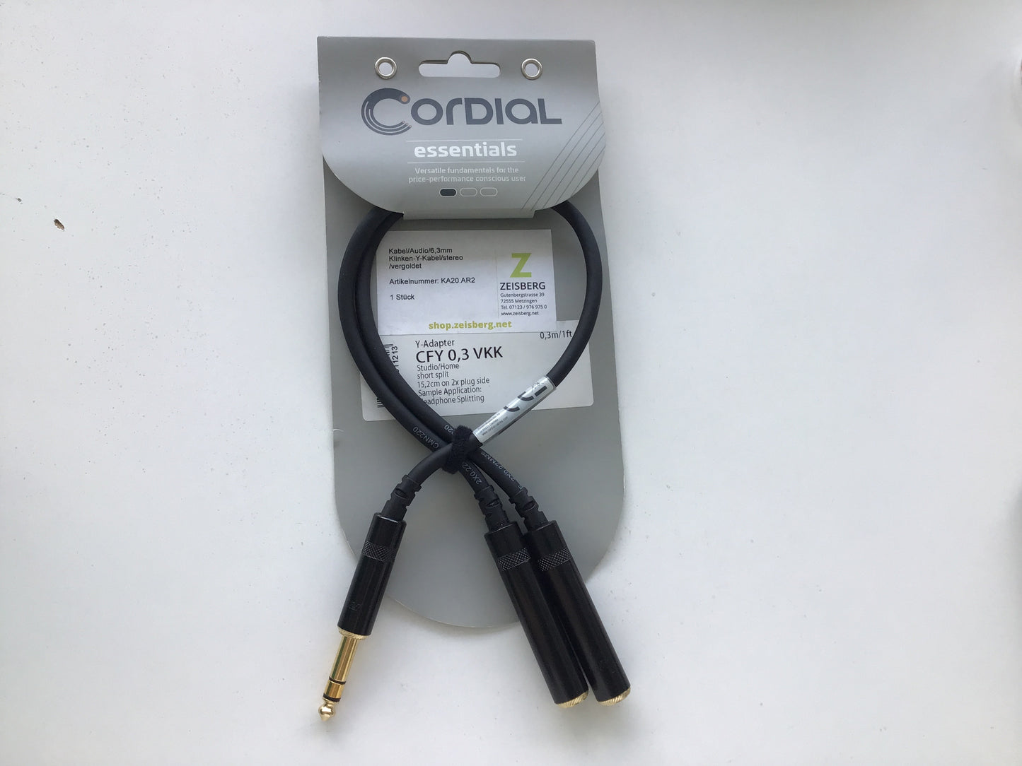 Kabel/Audio/6,3mm Klinken-Y-Kabel/stereo/vergoldet