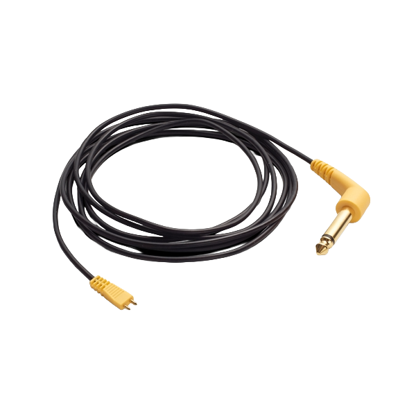 IP30 cable for insert earphones, 6.3mm jack, mono, yellow angled plug, 2m