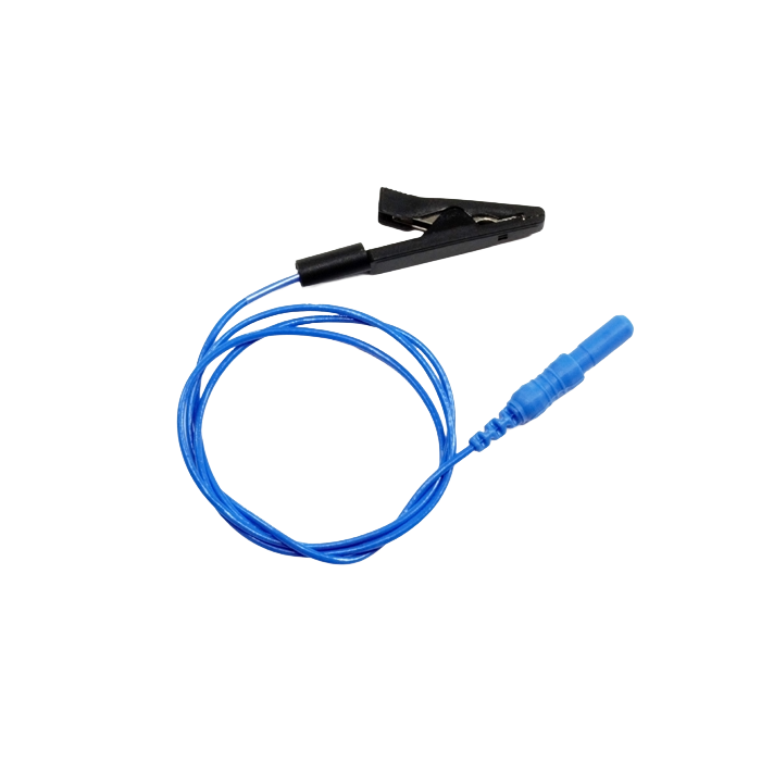 Sanibel electrode cable with crocodile clips, 50cm, blue