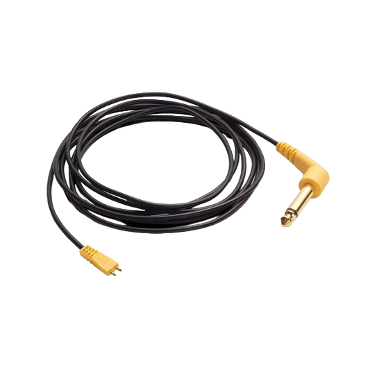 IP30 cable for insert earphones, 6.3mm jack, mono, yellow angled plug, 2m