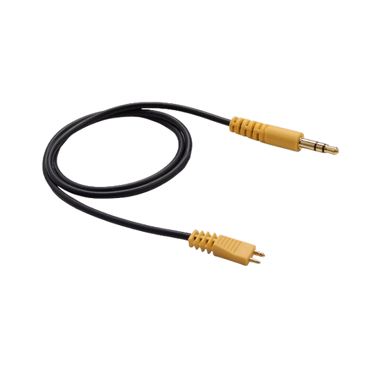 IP30 cable for insert earphones, 3.5mm jack, stereo, yellow straight plug, 500mm