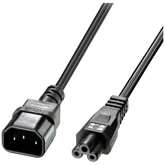 Kaltgeräteverlängerung C5 Stecker (Kleeblatt) auf C13 Buchse (Kaltgeräte) 1,80m